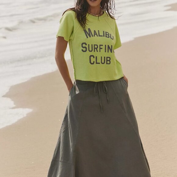 NWT Free People x Retro Brand Surf Club Sweatshirt in Vintage Green Malibu - Picture 1 of 8